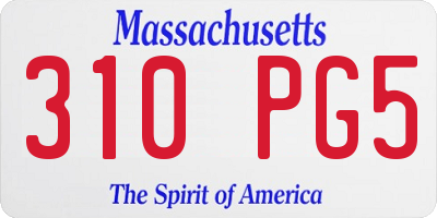 MA license plate 310PG5