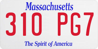 MA license plate 310PG7