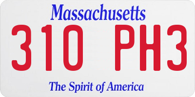 MA license plate 310PH3