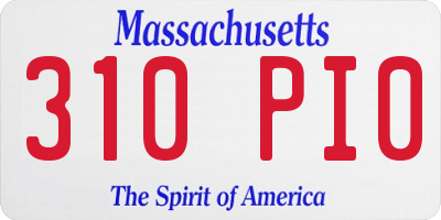 MA license plate 310PI0
