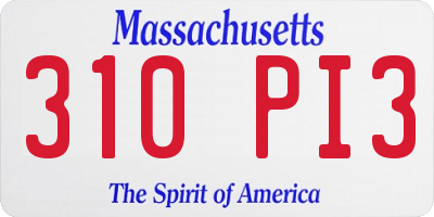 MA license plate 310PI3
