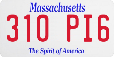 MA license plate 310PI6