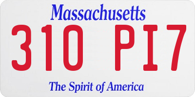MA license plate 310PI7