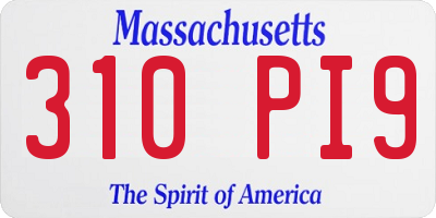 MA license plate 310PI9