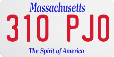 MA license plate 310PJ0