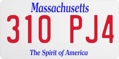 MA license plate 310PJ4
