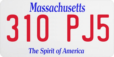MA license plate 310PJ5