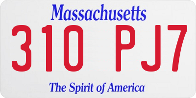 MA license plate 310PJ7