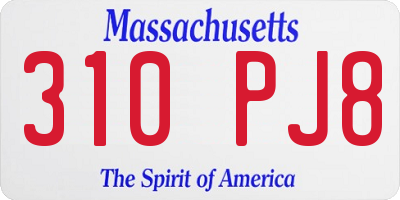 MA license plate 310PJ8