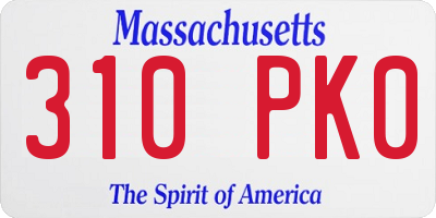 MA license plate 310PK0