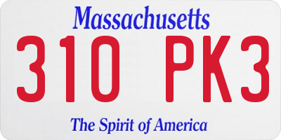 MA license plate 310PK3