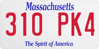 MA license plate 310PK4