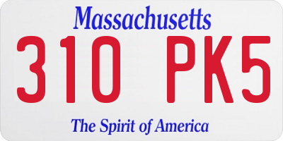 MA license plate 310PK5