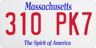 MA license plate 310PK7