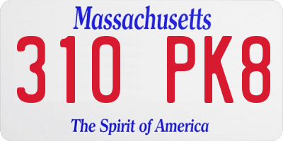 MA license plate 310PK8