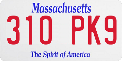 MA license plate 310PK9