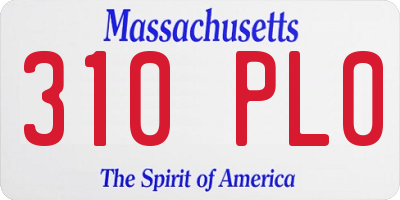 MA license plate 310PL0