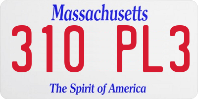 MA license plate 310PL3