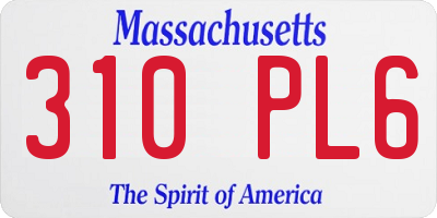 MA license plate 310PL6