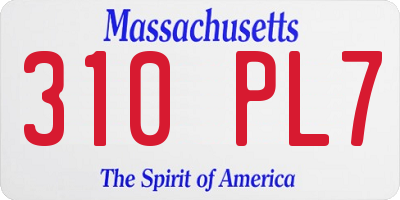 MA license plate 310PL7