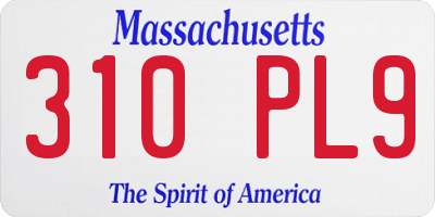MA license plate 310PL9