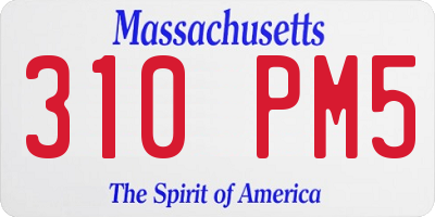 MA license plate 310PM5