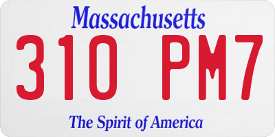 MA license plate 310PM7