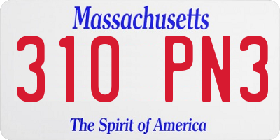 MA license plate 310PN3