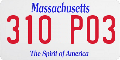 MA license plate 310PO3