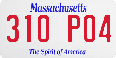 MA license plate 310PO4