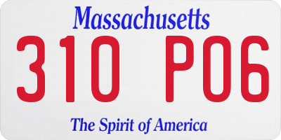 MA license plate 310PO6