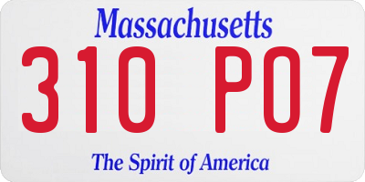 MA license plate 310PO7
