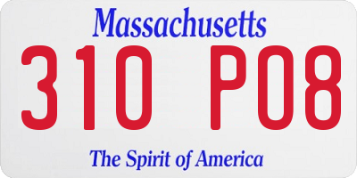 MA license plate 310PO8