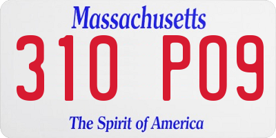 MA license plate 310PO9