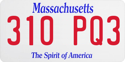 MA license plate 310PQ3