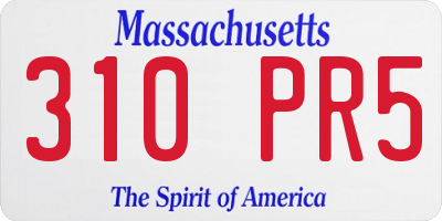 MA license plate 310PR5
