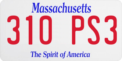 MA license plate 310PS3