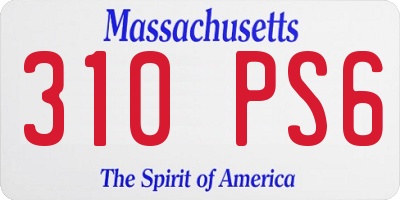 MA license plate 310PS6