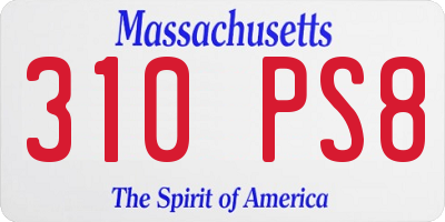 MA license plate 310PS8