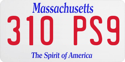 MA license plate 310PS9