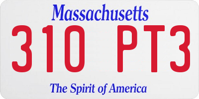 MA license plate 310PT3