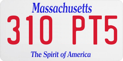 MA license plate 310PT5