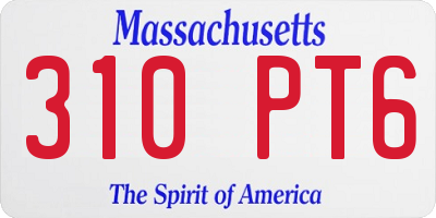 MA license plate 310PT6