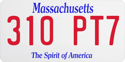 MA license plate 310PT7