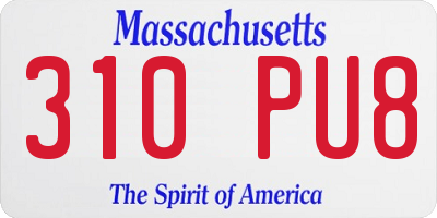 MA license plate 310PU8