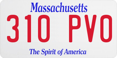 MA license plate 310PV0