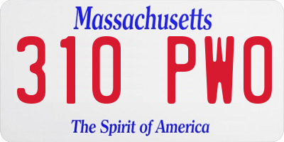 MA license plate 310PW0
