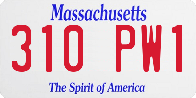 MA license plate 310PW1