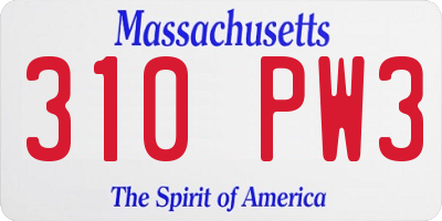 MA license plate 310PW3