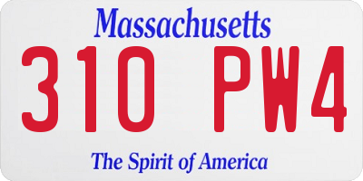 MA license plate 310PW4